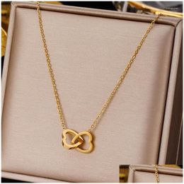 Pendant Necklaces 316L Stainless Steel Simple Doubleheart Titanium Nonfading Trend Necklace Colar Feminino Ouro Chain Drop Delivery Dh9Sf