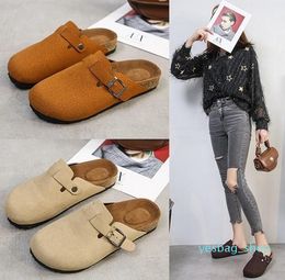 Women Suede Platform Clog Home Shoes slippers Fashion Wedges Heel Cork Mules Non Slip Sole Buckle Outdoor