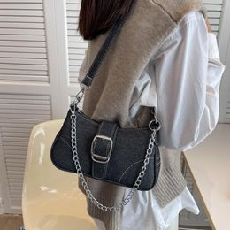 Evening Bags Summer Fashion Underarm Small Bag For Women 2023 Vintage Denim Cloth Shoulder Korean Ladies Personality Chains Handbags