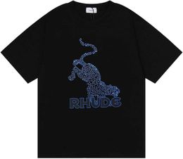 x Rhude Mens t Shirt Cotton Summer Fashion Leopard Shirts Classic T-shirt Hip Hop Tee Retro Short Sleeve Top Clothing for Men Women