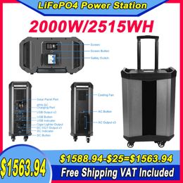 2000W LiFePO4 Portable Power Station 2515WH Solar Power Generator Emergency Power Supply 18650 Backup Battery Power for Camping