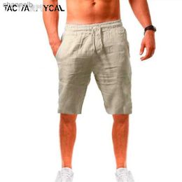 Casual Summer Shorts Men Linen Pants Lightweight Breathable Loose Knee Length Shorts Beach Solid Short Trousers Plus Size S-5XlL230519