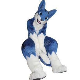 Halloween Blue Husky Fox Dog Mascot Costume Performance simulation Cartoon Anime theme character Adults Size Christmas Outdoor Advertising Outfit Suit