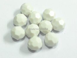 Beads (Choose Size First) 6mm/8mm/10mm/12mm/14mm/16mm/18mm/20mm White Acrylic Solid Big Faceted Beads Free Shipment !