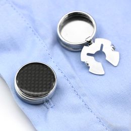 Men's Carbon Fibre Cufflinks For Normal Shirt Business Dress Cuff Button Cover Decoration Wedding Cuff Links