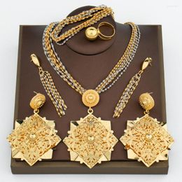 Necklace Earrings Set Luxury Weddings Jewellery For African Flower Pattern Design And Dubai Women Fashion Bridal Gifts