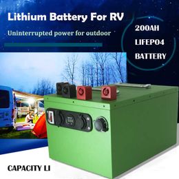 12V 200Ah lifepo4 battery pack Rechargeable Lithium inverter Solar for RV Outdoor RV waterproof Motor