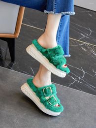 Slippers Thick Soled Plush For Women's Outerwear 2023 Internet Sensation Mink Hair Increase Height