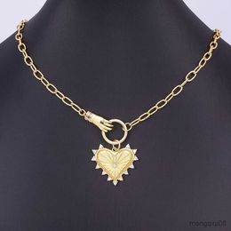 Sale Punk Gold Plated Heart Pendant Necklace For Women Men Vintage Simple Geometric Statement Link Chain Necklace Wholesale