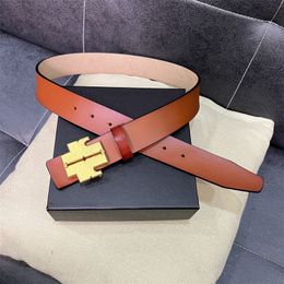 Designer Cowhide Belt For Women Width 3.8cm Men Belt Gold Smooth Buckle Fashion Belts Leather Waistband Luxury Belts