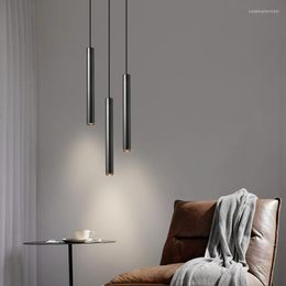 Pendant Lamps Minimalist All Copper Bedroom Bedside Small Light Modern Nordic Living Room Background Wall High-end Long Chandelier