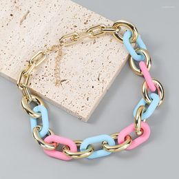 Chains Fashion Jewellery Big Chunk Chain Necklace 2023 Trend Blue Pink Yellow Orange Resin For Women Lady Gifts Drop