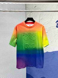 T-shirt da uomo Designer Luxury uomo e donna hip hop muscle Fit orlo curvo cotone arcobaleno stampa personalizzata t-shirt da donna casual quantità 5YHV