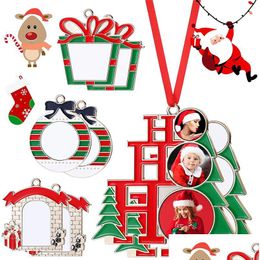 Christmas Decorations Blank Sublimation Pendant Unfinished Zinc Alloy Board Xmas Tree Personalized Hanging Drop Delivery Home Garden Dhjv1