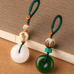 Keychains Imitate Jade Lucky Amulet Keyring Peace Buckle Pendant Mascots For Men And Women Luck Gifts Fashion Fine Charms Jewelry