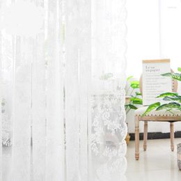 Curtain White Lace Curtains Embroidery Flower Screens European Style Voile Sheer Bedroom Living Room Modern Tulle Fabric Drapes