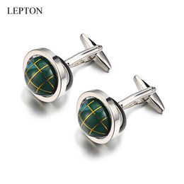 Lepton Novelty Globe Earth Cufflinks For Mens High Quality Rotatable Globe Planet Earth World Map Cuff links Relojes Gemelos