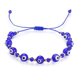 Chain Handmade Colorf Evil Blue Eye Bracelet Link Lucky Rope Crystal Beads Bracelets For Women Girls Drop Delivery Jewelry Dhgarden Dhz5N