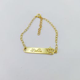 Chain Custom 925 sterling Silver Baby Name Bracelet Gold Bar Personalised Engraved Bangle born Children Infant 230519