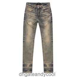 Mud Denim Amirres Jeans Designer Pants Man FOG Tidal Brand Yellow Dirty Wash Water Used Slim Fit Denim Pants Men's Pants Versatile Basic High Street ins 6CIK