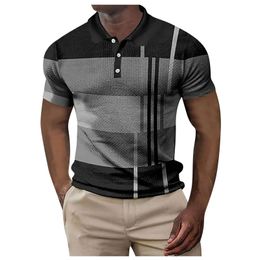 Men's Polos Men's Golf Polo Shirt Prints Geometry Turndown Outdoor Street Short Sleeve Button-Down Print Clothing 230519