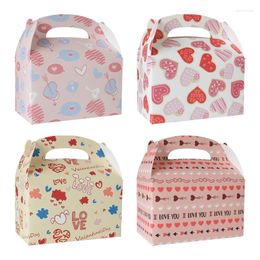 Gift Wrap 12pcs/set Valentine's Day Theme Candy Tote Box Love Heart Large Cookie Pastry Cake Packaging Square