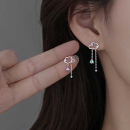 Charm 2023 New Fashion Cute Asymmetric Cloud Rain Earrings For Women Korean Crystal Long Chain Tassel Earrings Party Jewellery Earring AA230518