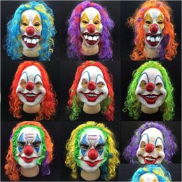 Party Masks Halloween Scary Mask Latex Clown Face Wry Fl Horror Masquerade Drop Delivery Home Garden Festive Supplies Dhll8