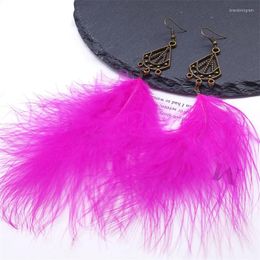 Stud Earrings Bohemian Pink Feather Earring For Women Bohemia Multicolor Alloy Dangle Drop Jewelry Wedding 2023 Gifts