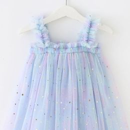 Girl's Dresses Baby Girl Rainbow Dress Birthday Strap Dress Toddler Girl Clothes Summer Sequined Princess Mesh Tutu Dresses Kid Party Costume 230519