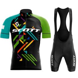 Cycling Jersey Sets 2023 SCOTT Cycling Jersey Sets Men's Bicycle Short Sleeve Cycling Clothing Bike Maillot Cycling Jersey Bib Shorts P230519