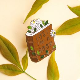 Lost In A Book Enamel Pin Book Lover Metal Badge Bookworm Lapel Pins Brooch for Jewellery Accessory Gifts for Friends