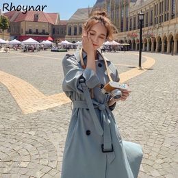 Raincoats Trench Women British Style Windbreaker Spring Autumn Casual Adjustable Waist Temperament Fashion Outwear Vintage Double Breasted