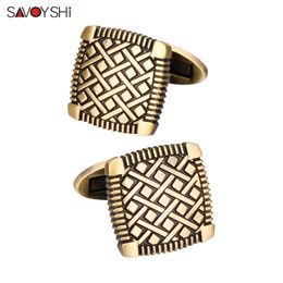 SAVOYSHI Newest Shirt Cufflinks for Mens High Quality Vintage Bronze Metal Cuff links Brand Business Male Cuff Accessories