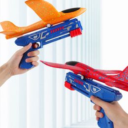 Diecast Model Foam Plane Launcher EPP Bubble Aeroplanes Glider Hand Throw Catapult Toy for Kids Guns Aircraft Shooting Game 230518
