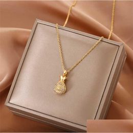 Pendant Necklaces Stainless Steel Money Bag Titanium Necklace Rose Gold Unfading Ladies No Fadependant Drop Delivery Jewellery Pendants Dhshp