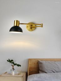 Wall Lamps 360 Adjustable Bedside Lamp Foldable Arm Modern Swing Indoor Led Reading Lights For Bedroom Mirror Brass Black