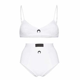 Women's Swimwear Women'S Moon Embroidered Straps Corset Top Solid Color Party Bra Set Sexy Push Up Bikini Set Two Pieces Swimwear 230519