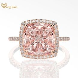 Couple Rings Wong Rain Luxury 100 925 Sterling Silver Created Morganite Gemstone Wedding Engagement Ring Fine Jewellery Wholesale 230519