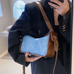 Bel çantaları moda kadın pu deri çanta gündelik fermuar debriyaj telefon kesesi crossbody için büyük kapasiteli denim omuz 23519