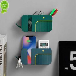 New New Wall Cellphone Charging Box Punching-free Remote Control Holder Rack Office Pencil Pens Glasses Organizer Case Phone Holder