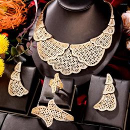Necklace Earrings Set GODKI Big Fash Fashion Luxury 4PCS Nigerian Jewellery For Women Wedding Everyday Zircon African Bridal 2023