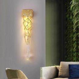 Wall Lamp Luxury Stylish Lighting Crystal Gold Light Indoor Bedroom Modern Glass Bedside Sconce Dressing Table Art