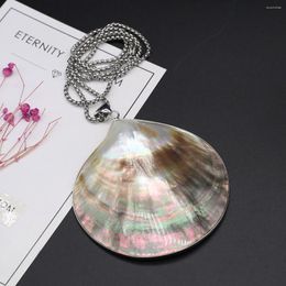 Pendant Necklaces Fashionable Natural Shell Fan 75-80mm Necklace Metal Chain 60 5cm Beautiful And Charming Women Beach Party Jewelry Gift