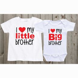 Family Matching Outfits Matching shirt sisters shirt suit 2 I love my big brother little brother matching shirt baby shower gift G220519