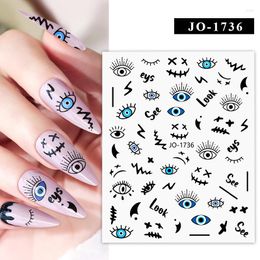 Nail Stickers Art Water Decals Eyes Stripe Press On Nails Foil And Manicure Sliders For