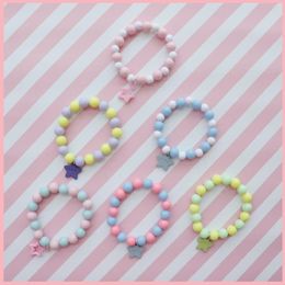 Charm Bracelets Handmade Lolita Bracelet Sweet Bang Macaron Ornament Elastic Beaded Cute