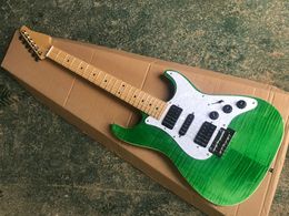 Factory Custom Green Electric Guitar with Flame Maple Top can be Customised