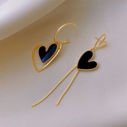 Charm Korean Fashion Jewelry Earrings Asymmetric Oorbellen Statement Earrings Tassel Heartshaped Long Earrings Women Brincos AA230518