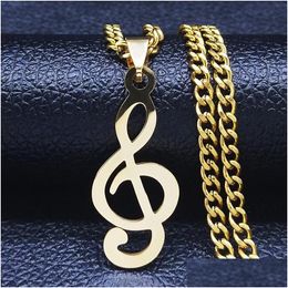 Pendant Necklaces Fashion Stainless Steel Music Note Pendants For Men/Women Chain Jewery Collares Para Mujer N1143S06Pendant Drop De Dhokd